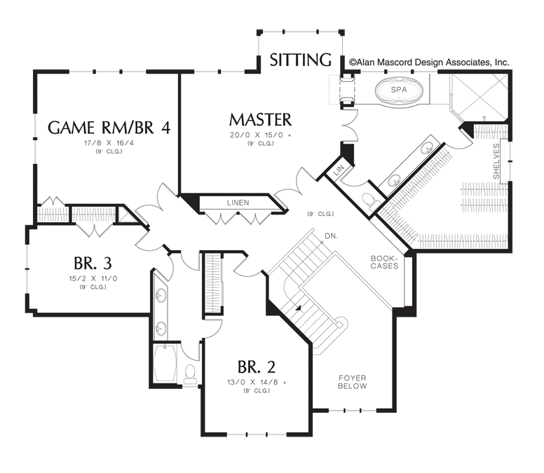 Upper Floor Plan image for Mascord Bradner-Traditional Architecture Lines-Upper Floor Plan