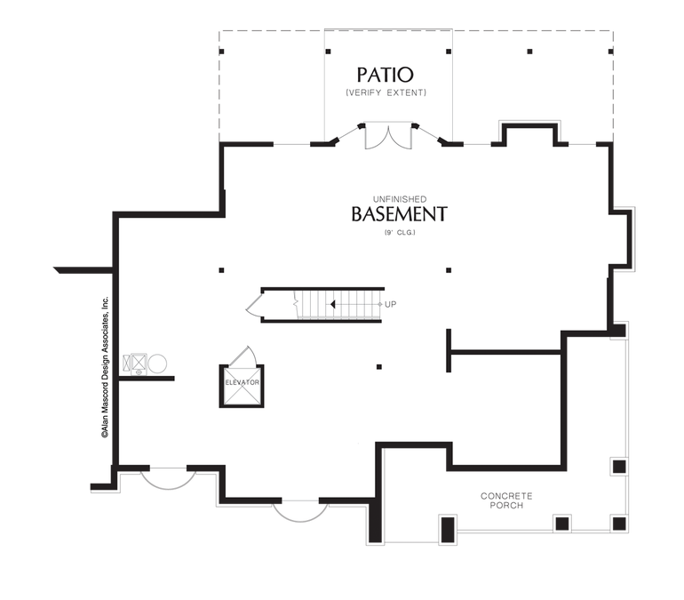 Lower Floor Plan image for Mascord Hayfield-Farmhouse with Elevator-Lower Floor Plan