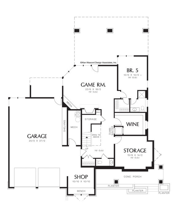 Lower Floor Plan image for Mascord Kenison-5 Bedroom Prairie Plan with Wine Cellar-Lower Floor Plan