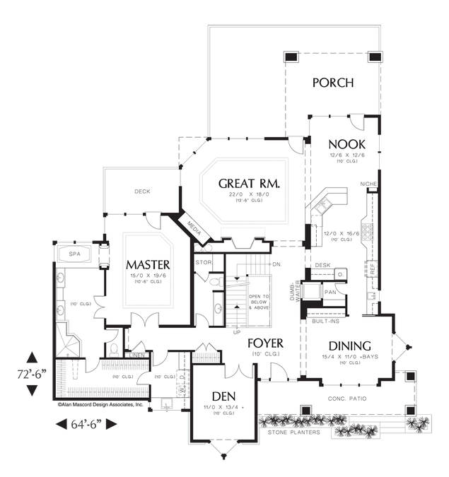 Main Floor Plan image for Mascord Kenison-5 Bedroom Prairie Plan with Wine Cellar-Main Floor Plan