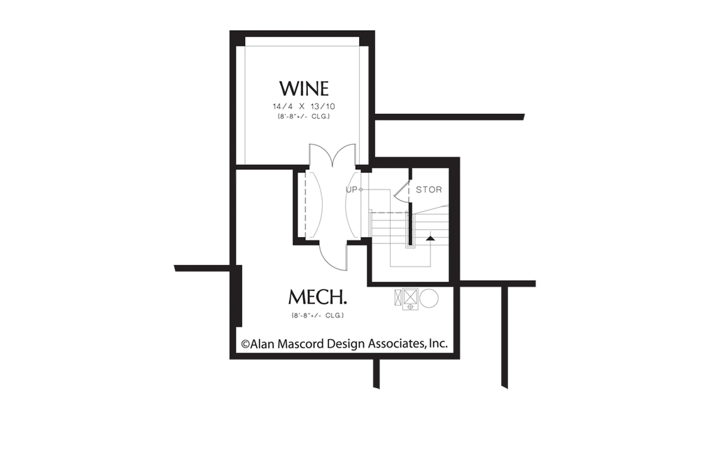 Lower Floor Plan image for Mascord Hallsville-Large European Country Design with Angled Garage-Lower Floor Plan