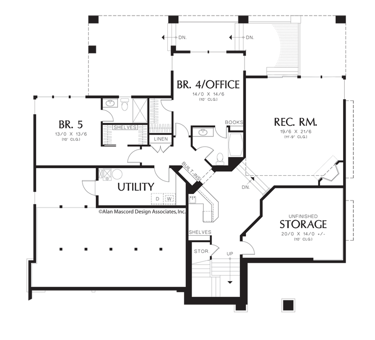 Lower Floor Plan image for Mascord Rylander-Contemporary Prairie with Daylight Basement-Lower Floor Plan