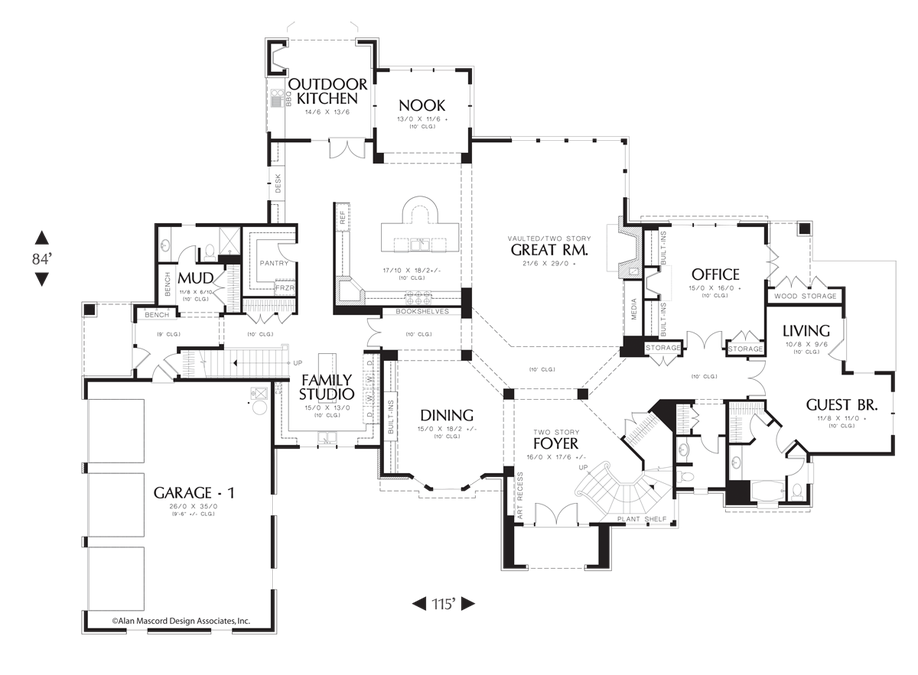 Main Floor Plan image for Mascord Elstad-Convenience and Luxury close to 8000 Square Feet-Main Floor Plan