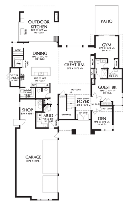 Main Floor Plan image for Mascord Summerville-A Contemporary Street of Dreams Design of Luxurious Proportions-Main Floor Plan