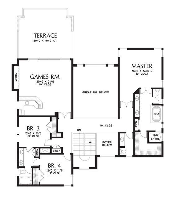 Upper Floor Plan image for Mascord Summerville-A Contemporary Street of Dreams Design of Luxurious Proportions-Upper Floor Plan