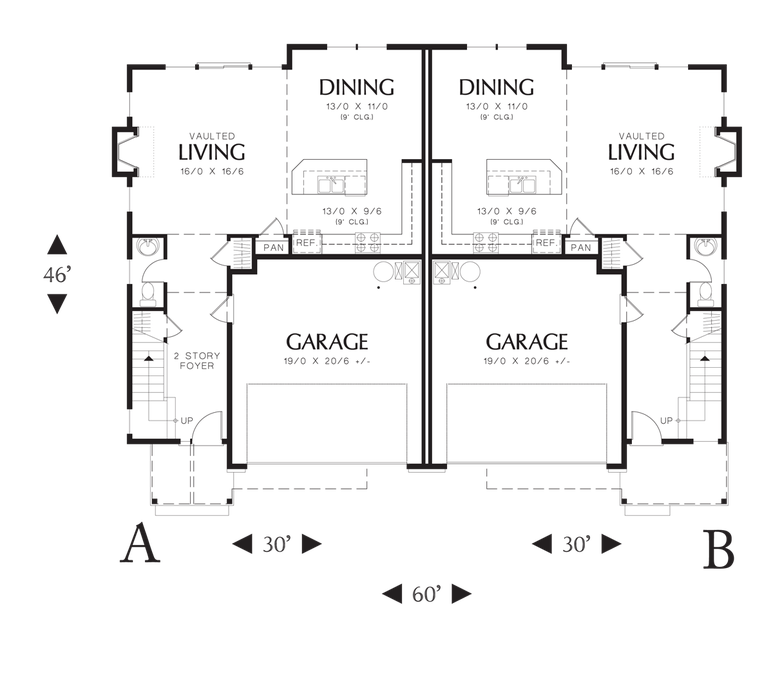 Main Floor Plan image for Mascord Hawthorn-Separately Styled Entries and Open Floor Plans-Main Floor Plan