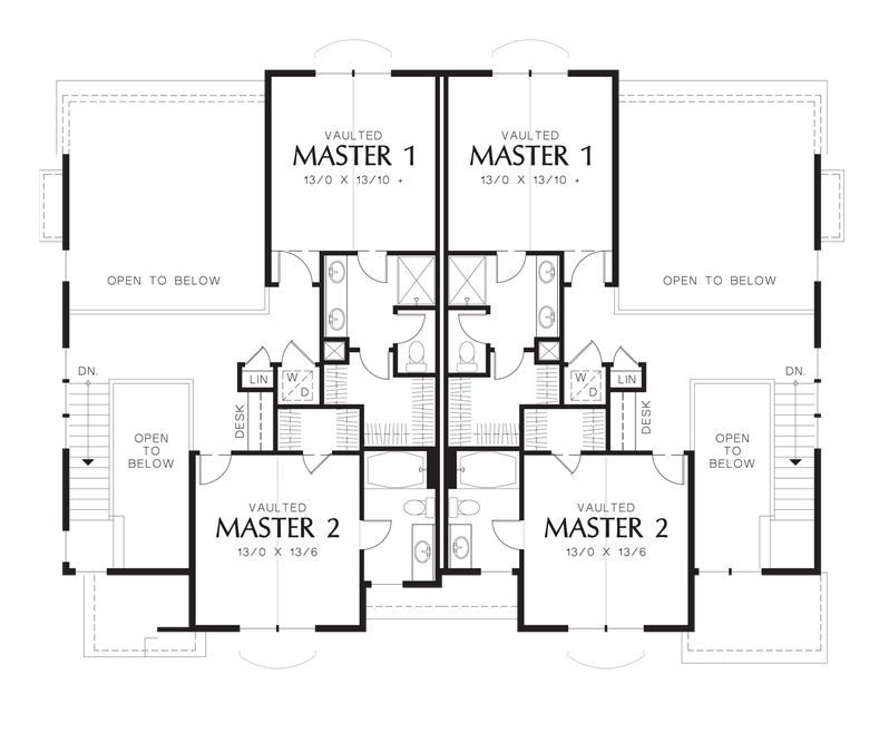 Upper Floor Plan image for Mascord Hawthorn-Separately Styled Entries and Open Floor Plans-Upper Floor Plan