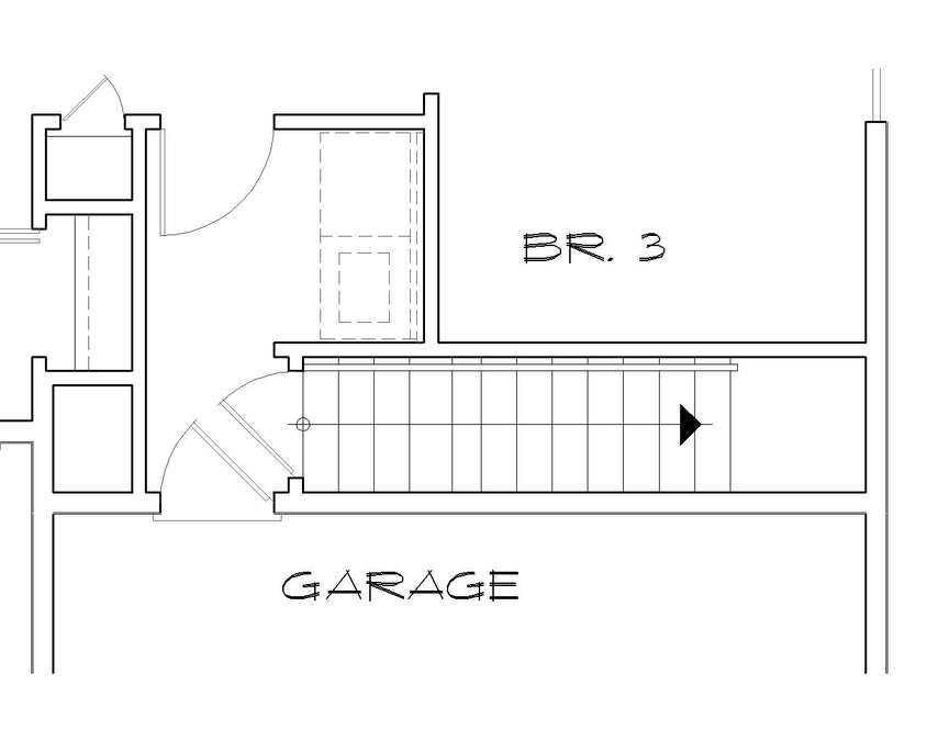 Basement Stair Location image for Mascord Woodbine--Basement Stair Location