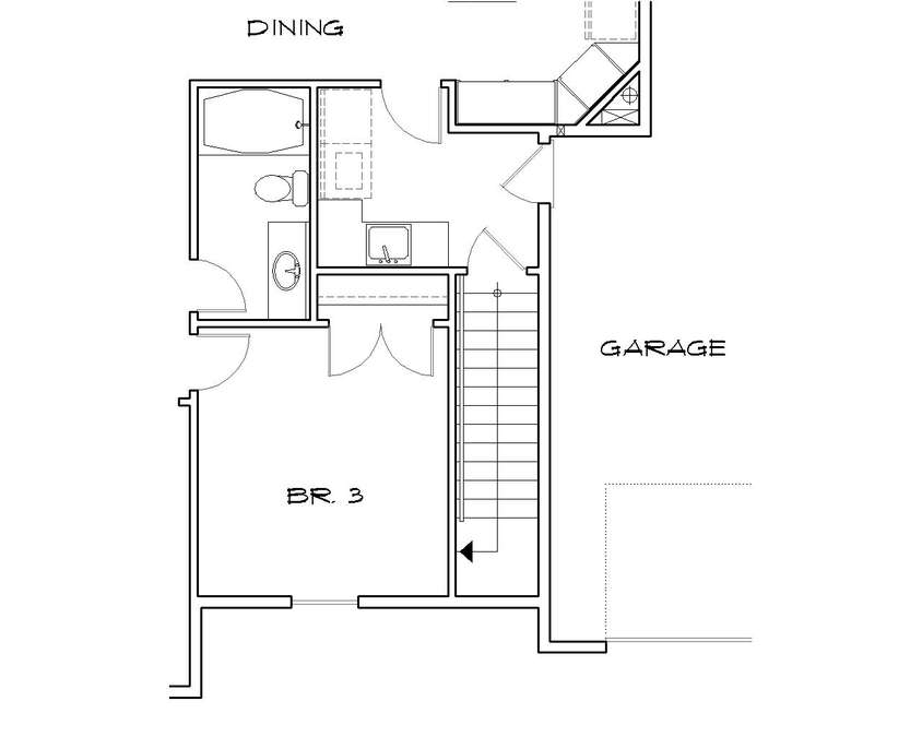 Basement Stair Location image for Mascord Sanderstone--Basement Stair Location