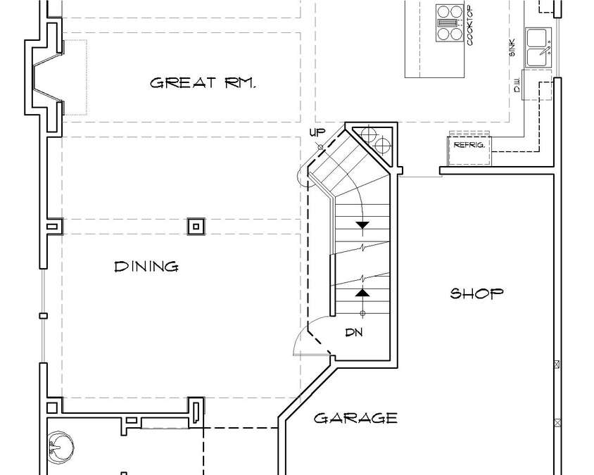 Basement Stair Location image for Mascord Mansfield--Basement Stair Location
