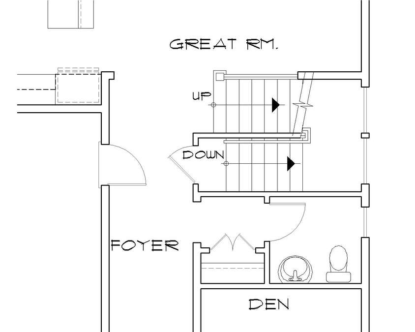 Basement Stair Location image for Mascord Olympia--Basement Stair Location
