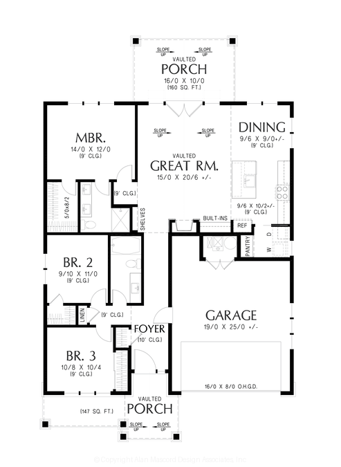 Main Floor Plan image for Mascord Fairfax-Elegant Craftsman for Modern Times-Main Floor Plan