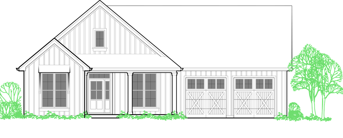 Front Facing Garage Door to Mascord Elm Tree Farm-All the farmhouse features a growing family needs-Front Facing Garage Door