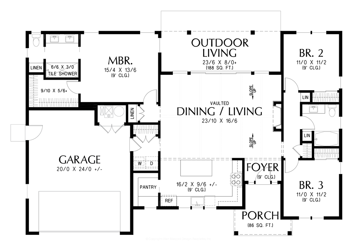 Front Facing Garage to Mascord Gremory-Farmhouse Ranch with Split Bedrooms-Front Facing Garage