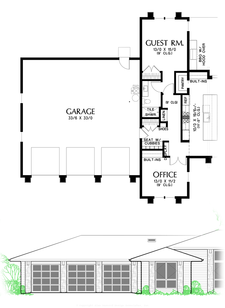 Front Facing 3 Car Garage to Mascord Clarksville--Front Facing 3 Car Garage