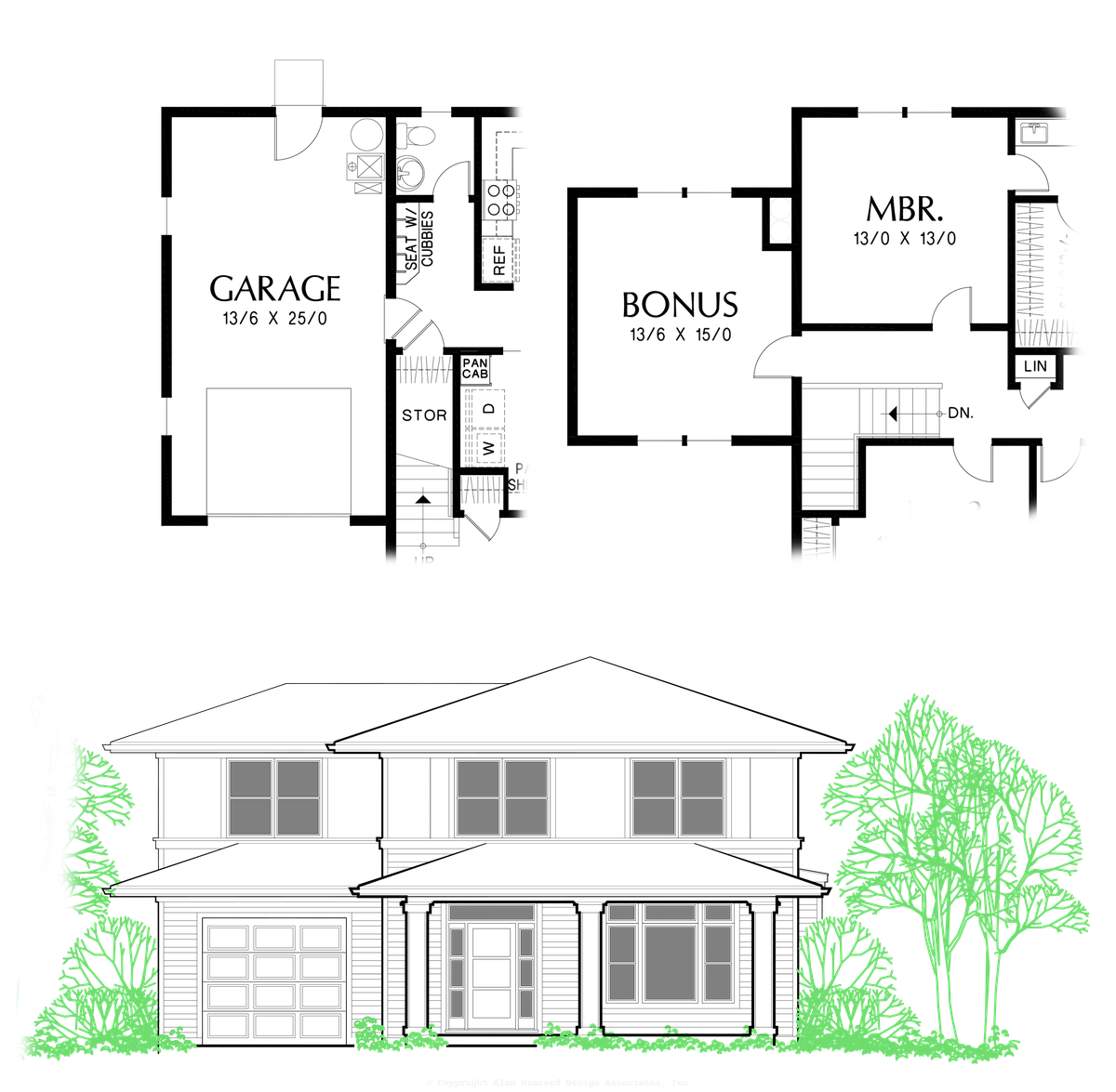 Garage w/ Bonus Space to Mascord Pleasantville-Wonderful Layout with Compact Footprint-Garage w/ Bonus Space