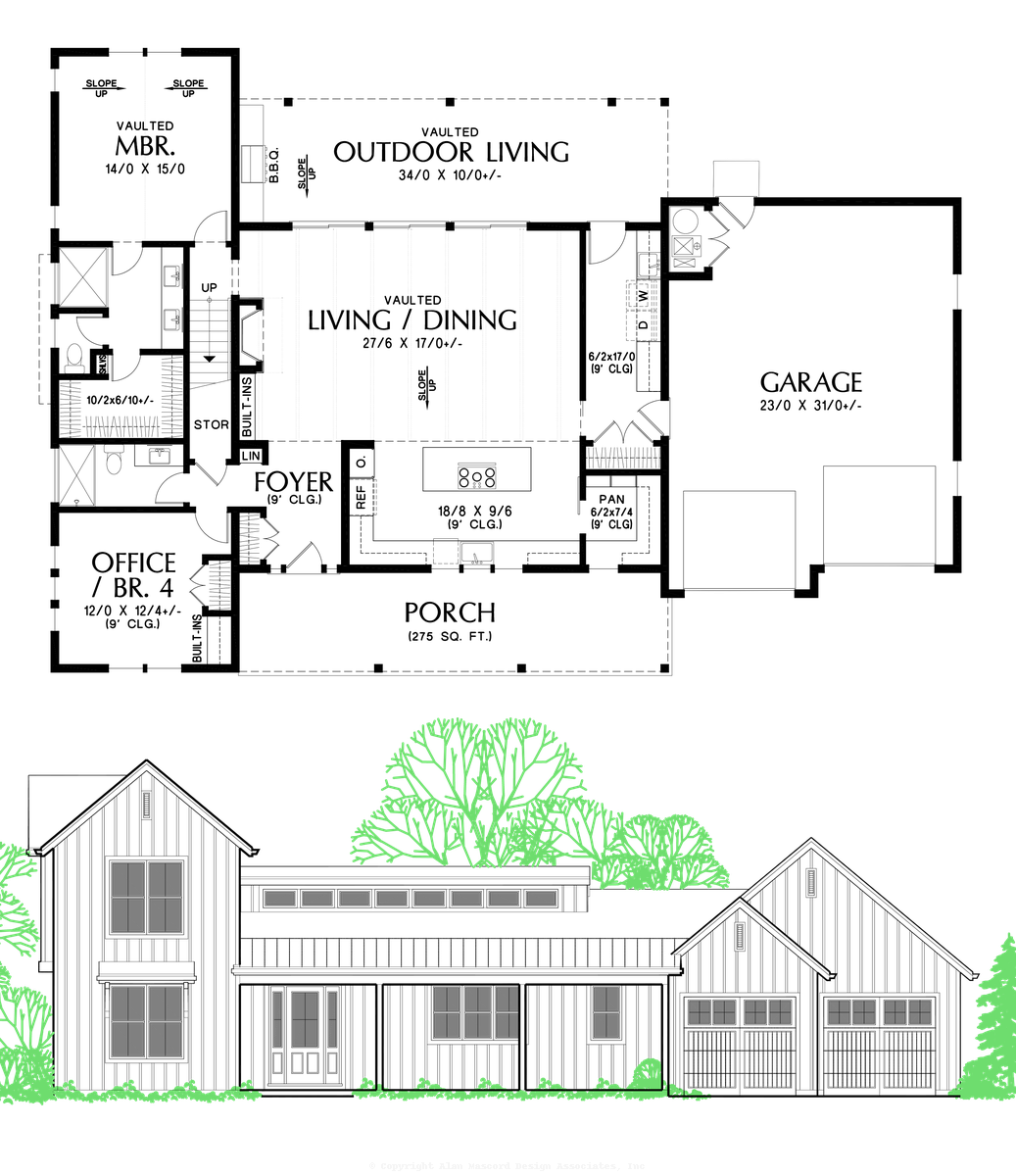 2 Car Front Facing Garage to Mascord Monarch-Delightful Farmhouse Sister Plan to The Stockholm-2 Car Front Facing Garage